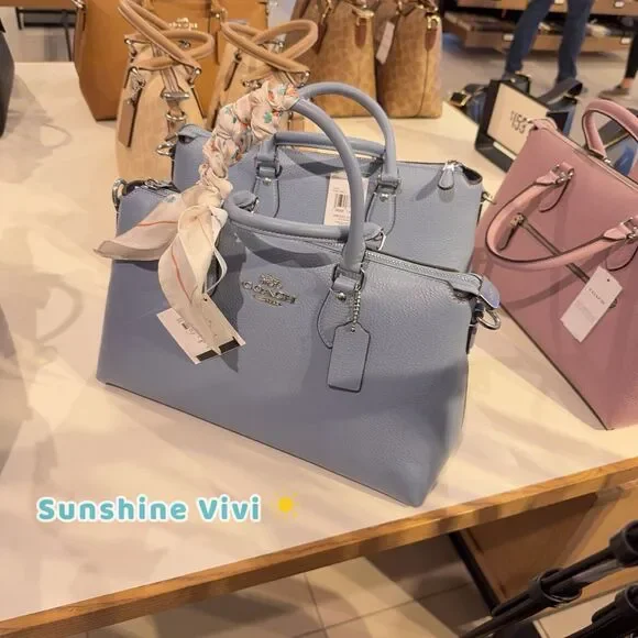 NWT Coach Bundle Georgia Satchel Bag CR156 Leather Bluebell & Cq722 Silk Scarf - Picture 3 of 12